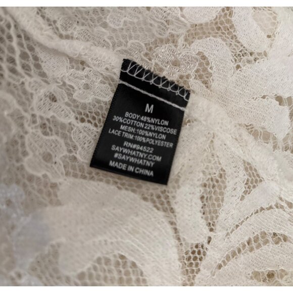 Say What? Lace Jacket Topper Cardigan Long Sleeve  White Medium Fairycore Coquet - Picture 9 of 10